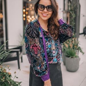 Hale Bob Crushed Velvet Burnout blouse